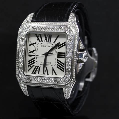 cartier watch diamond cheap|cartier santos 100 diamond price.